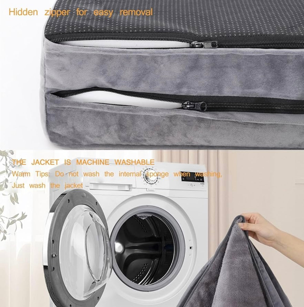 Washable orthopedic bed for dogs